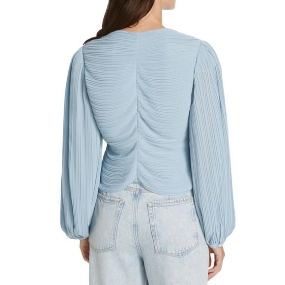 Frame Denim Pleated Billow Sleeve Top SZ L - Picture 2 of 6